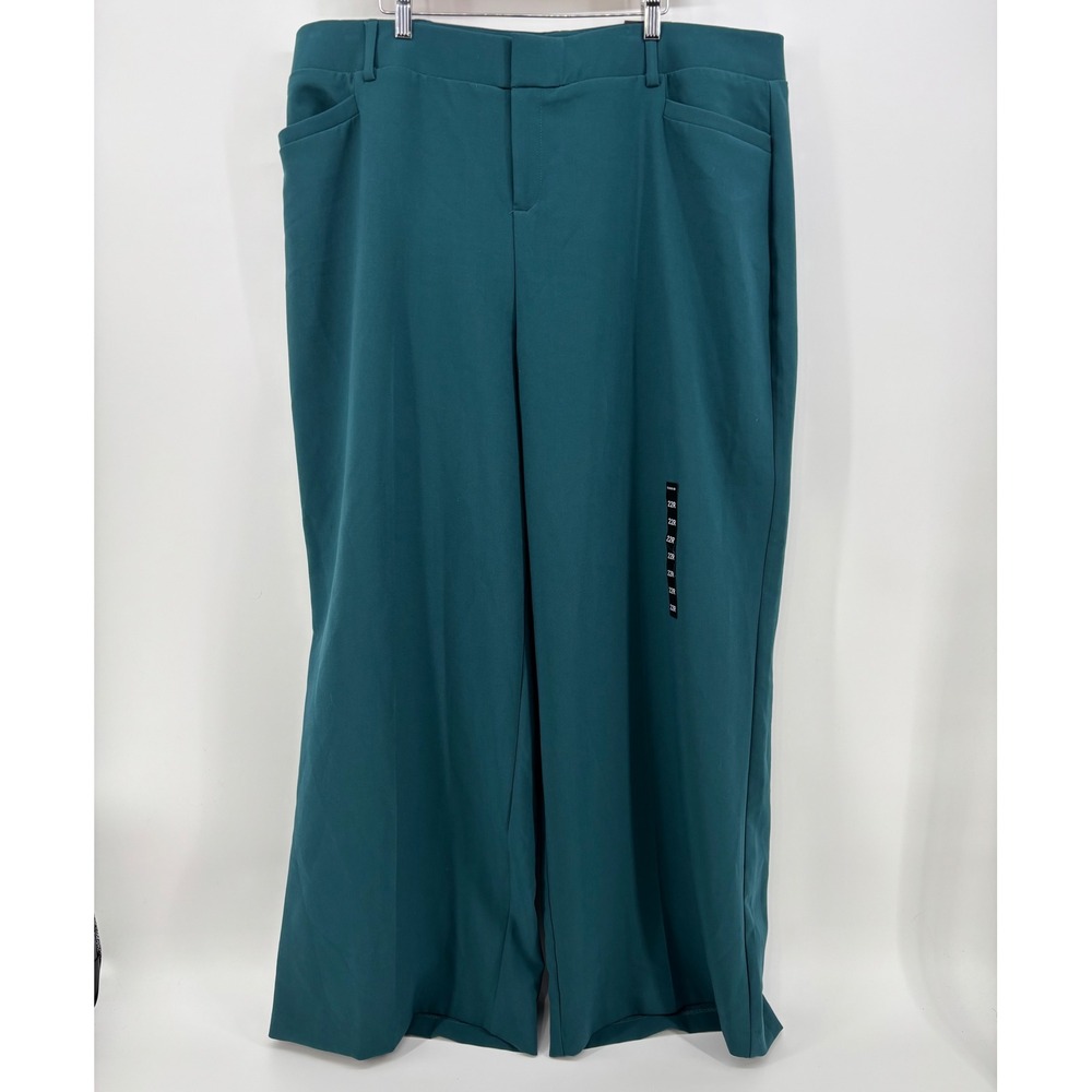 Torrid Structured Wide Leg Dark Teal Trousers Women Size 22R NWT
